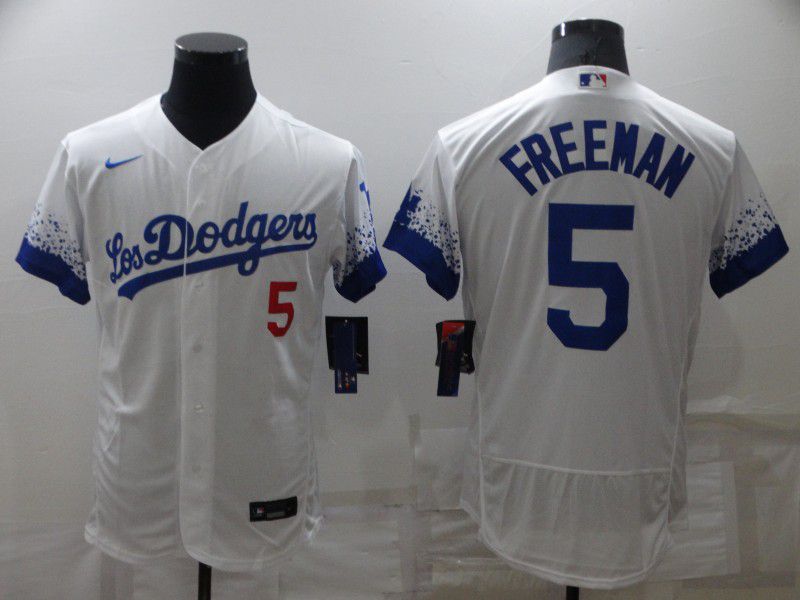 Men Los Angeles Dodgers #5 Freddie Freeman White City Edition Elite Nike 2022 MLB Jersey